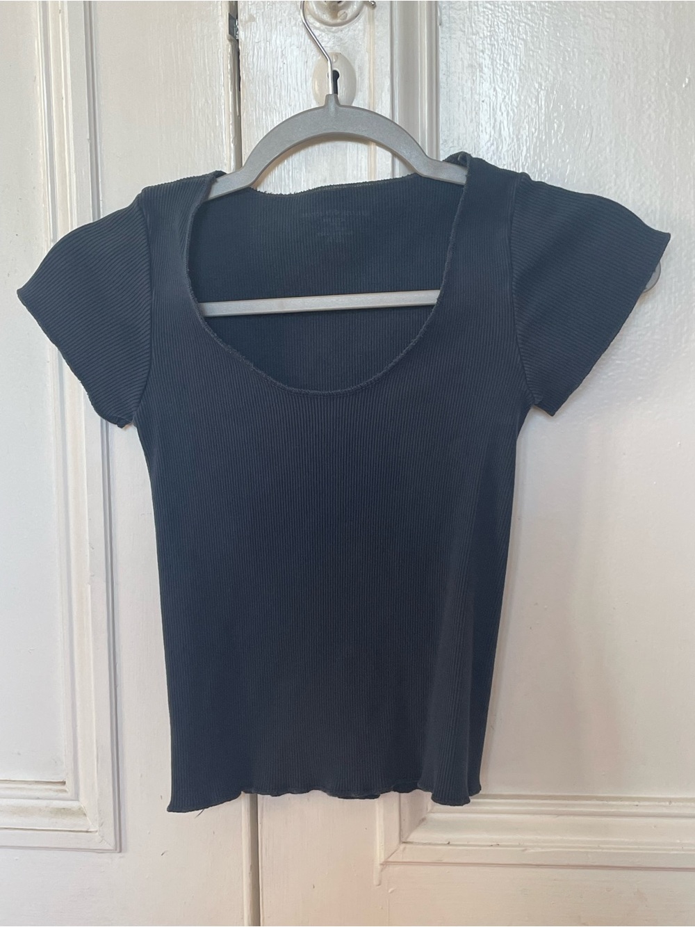 Brandy Melville Dark Navy Ribbed Scoop Neck Tee XS/S